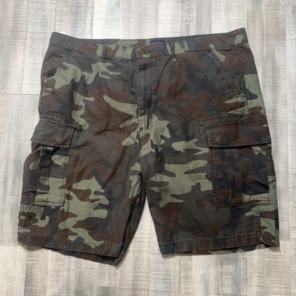 Levi Strauss Men Camo Cargo Shorts W44 L10 Green Brown Woodland Cotton Twill